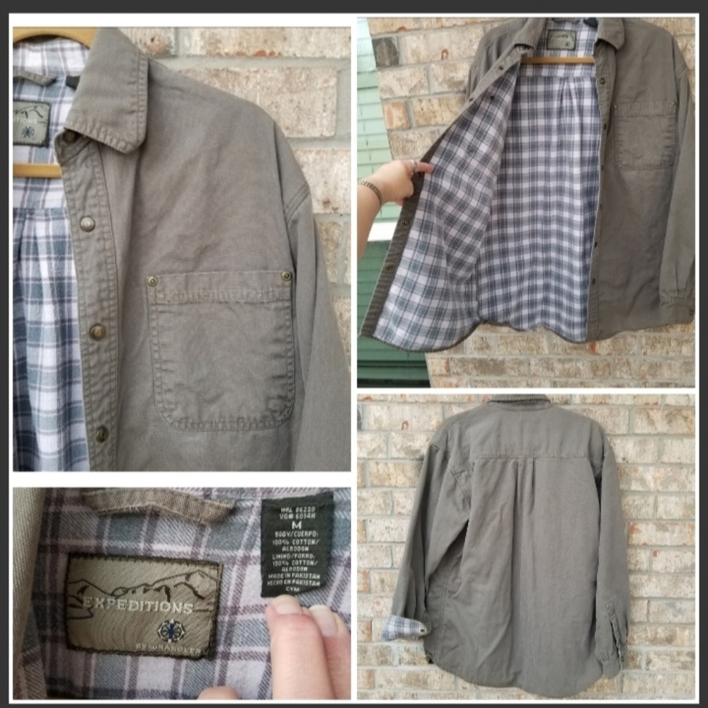 Wrangler Snap Up OLIVE Lined Denim Shirt (Men M) Long Sleeve WorkShop Workwear